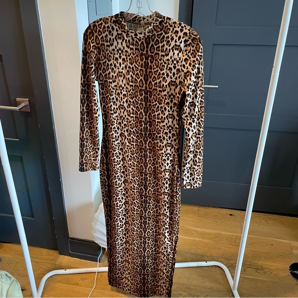 Vintage leopard dress stretchy y2k midi